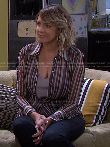 Nicole's striped button down blouse on Days of our Lives