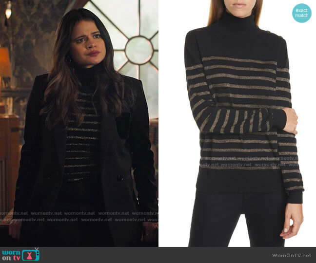 Nili Lotan Spruce Striped Sweater worn by Mel Vera (Melonie Diaz) on Charmed