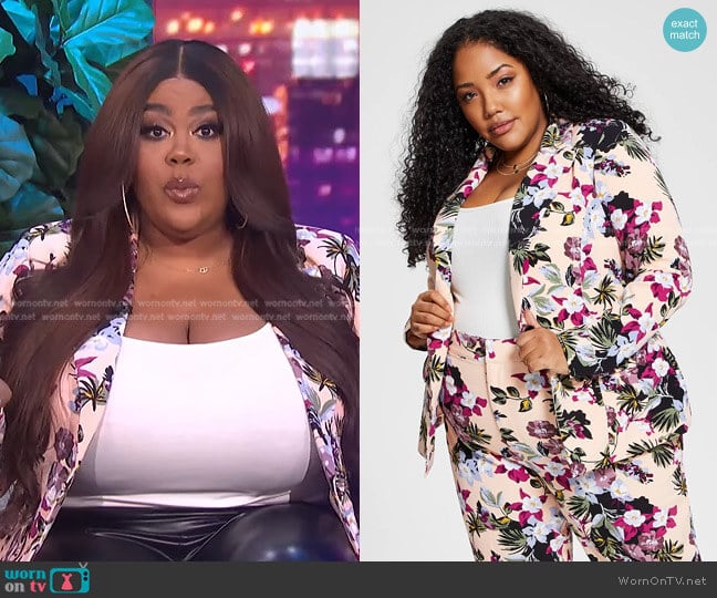 Trendy Plus Size Floral-Print Blazer by Nina Parker worn by Nina Parker on E! News