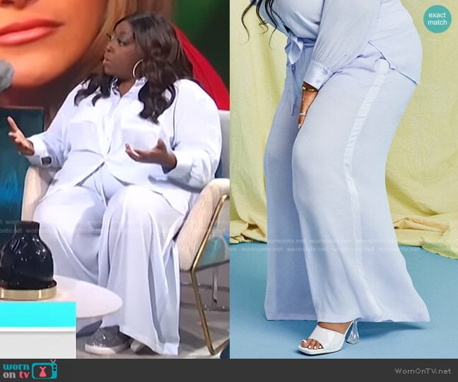 Trendy Plus Size Satin-Trim Wide-Leg Pants by Nina Parker worn by Loni Love on E! News