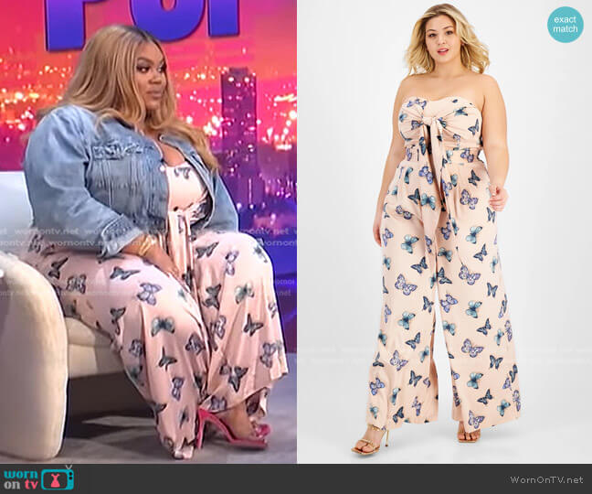 Trendy Plus Size Strapless Jumpsuit by Nina Parker worn by Nina Parker on E! News