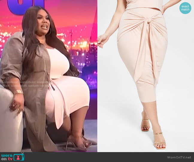 Trendy Plus Size Tie-Front Midi Skirt by Nina Parker worn by Nina Parker on E! News