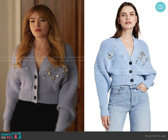 Cropped Embellished Cardigan by No.21 worn by Kirby Anders (Maddison Brown) on Dynasty