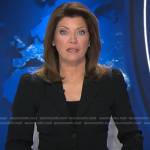 Norah’s black puff sleeve blazer on CBS Evening News