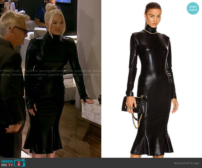 Long Sleeve Turtleneck Fishtail Dress by Norma Kamali worn by Erika Jayne on The Real Housewives of Beverly Hills