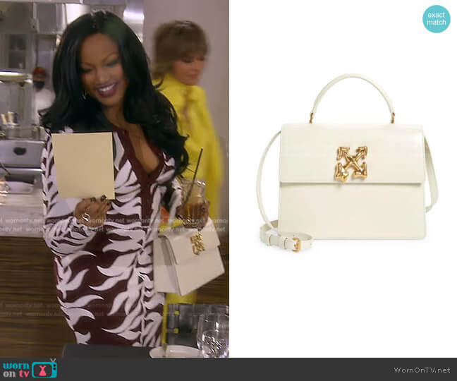 Jitney 2.8 Melted Leather Satchel by Off-White worn by Garcelle Beauvais on The Real Housewives of Beverly Hills