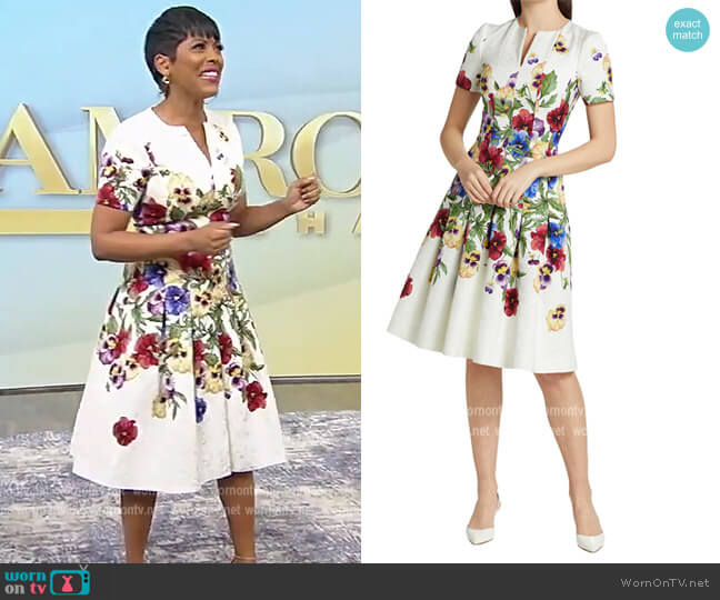 Degrade Pansy Cloqué Dress by Oscar de la Renta worn by Tamron Hall on Tamron Hall Show