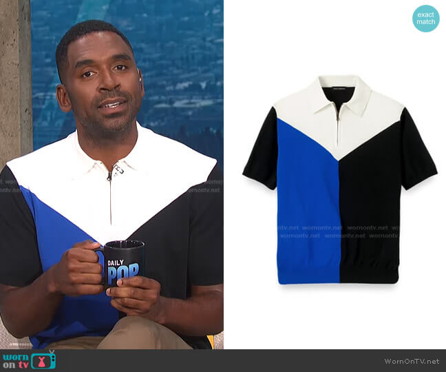 Cotton Zip Polo by Paul Fredrick worn by Justin Sylvester  on E! News