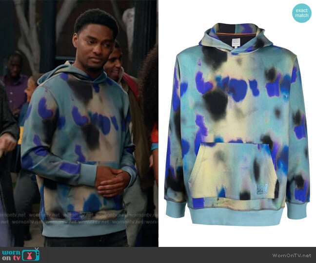 Tie-dye Print Hoodie by Paul Smith worn by JR (Sylvester Powell) on All American Homecoming