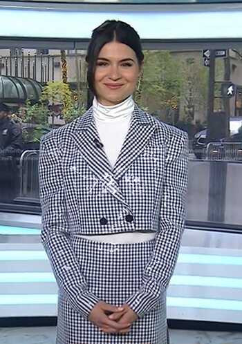 Phillipa Soo’s sequin check blazer and skirt on Today