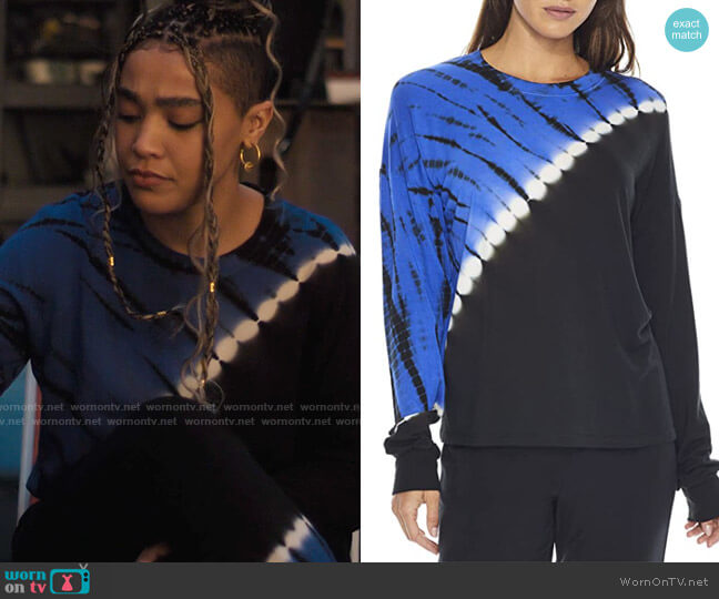PJ Salvage Cobalt Lounge Top worn by Mikaela Danso (Lucy Barrett) on Charmed