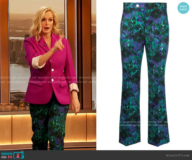 Floral-Printed Slight Flare-Leg Ankle Pants by Plan C worn by Ali Wentworth on The Drew Barrymore Show