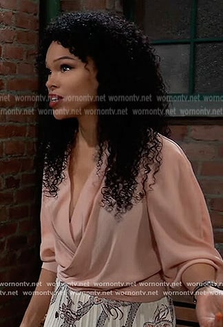 Portia’s beige wrap blouse on General Hospital