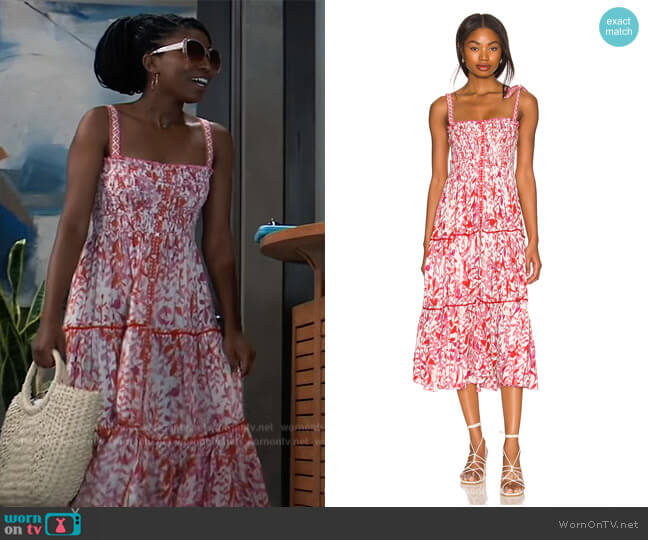 Triny Midi Dress by Poupette St Barth worn by Trina Robinson (Tabyana Ali) on General Hospital