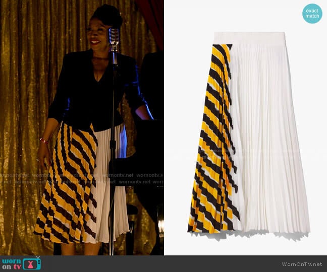 Proenza Schouler Crepe Pleated Stripe Skirt worn by Patricia (Jenifer Lewis) on I Love That For You