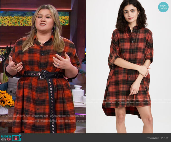 Plaid Dress by R13 worn by Kelly Clarkson on The Kelly Clarkson Show