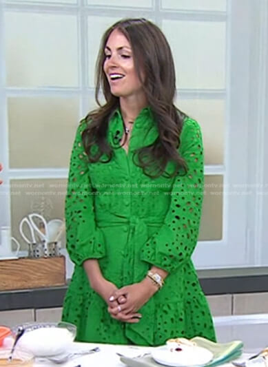 Rachel Mansfield’s green embroidery shirtdress on Today