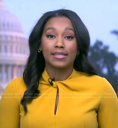 Rachel's yellow twisted neckline dress on Good Morning America