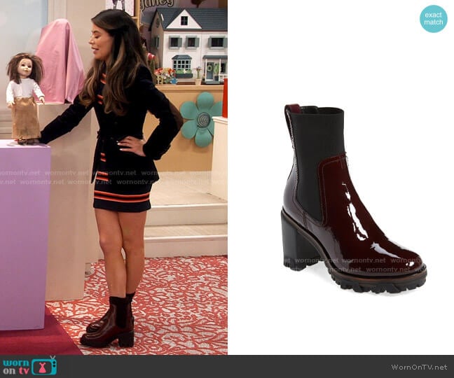 Rag & Bone Shiloh Patent Leather Combat Boots In Merlot worn by Carly Shay (Miranda Cosgrove) on iCarly