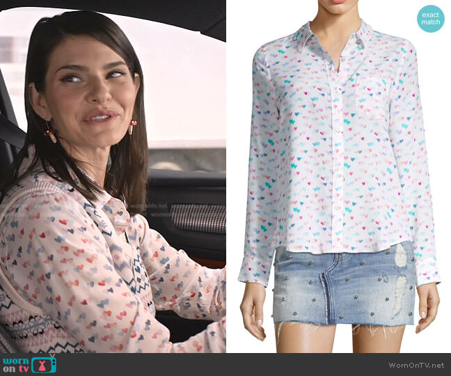 Kate Silk Watercolor Heart Shirt by Rails worn by Lindsey Kraft on Grace and Frankie