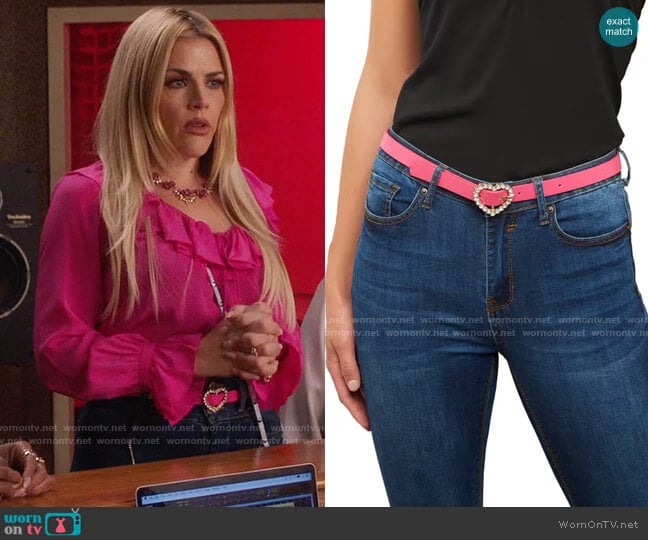 Rainbow Rhinestone Heart Buckle Belt  worn by Summer Dutkowsky (Busy Philipps) on Girls5eva