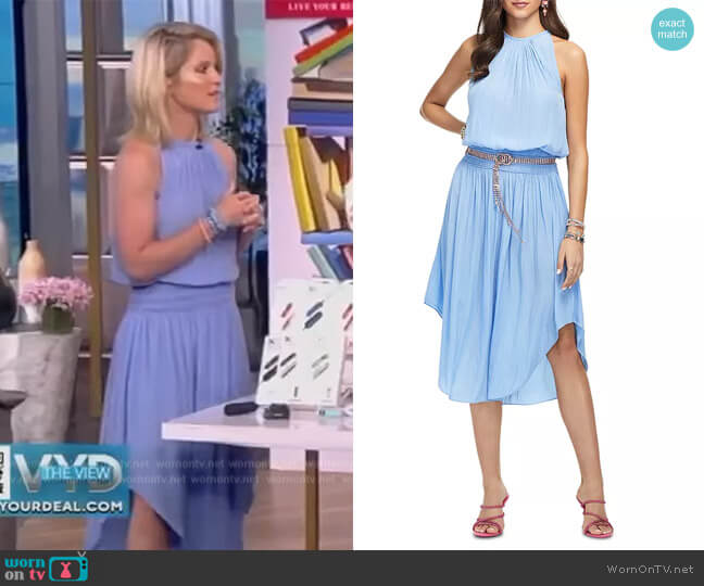 Audrey Sleeveless Halter Drop Waist Midi Dress by Ramy Brook worn by Sara Haines on The View