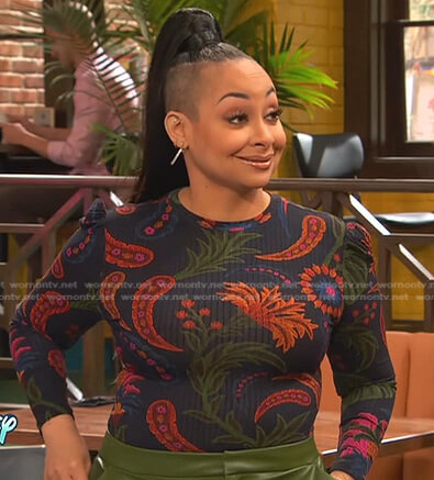 Raven's navy floral long sleeve top on Ravens Home