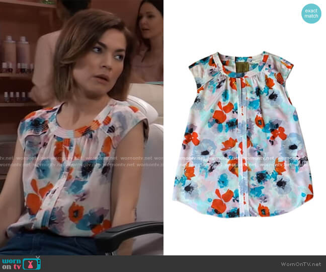 Floral Print Top by Rebecca Taylor worn by Elizabeth Webber (Rebecca Herbst) on General Hospital