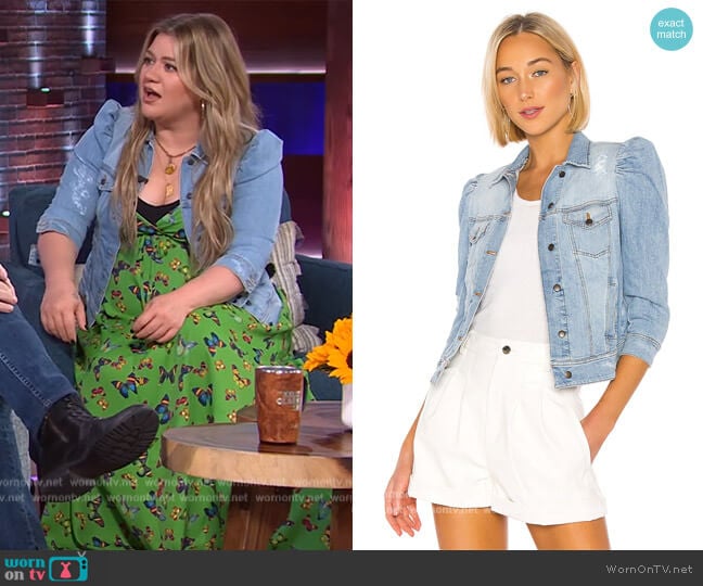 Ada Denim Jacket in Light Blue Stone by Retrofete worn by Kelly Clarkson on The Kelly Clarkson Show