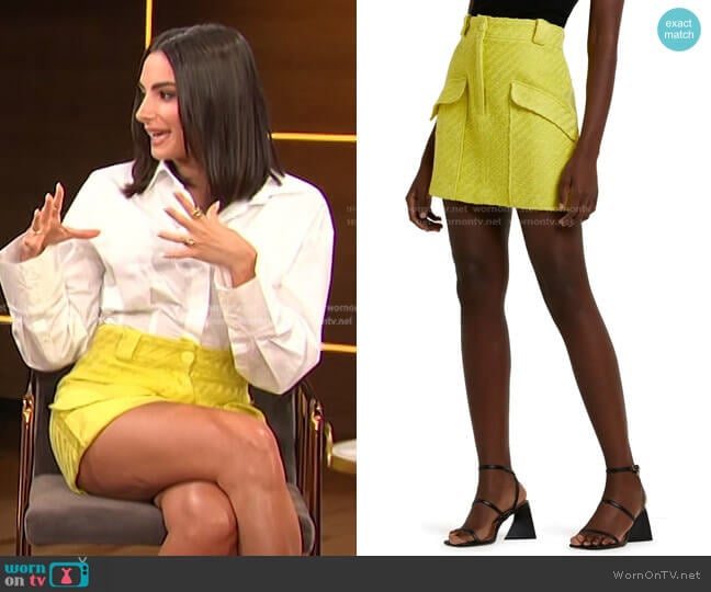 Bouclè Utility Miniskirt by River Island worn by Paige DeSorbo on E! News Daily Pop