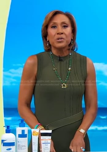 Robin’s green belted knit dress on Good Morning America