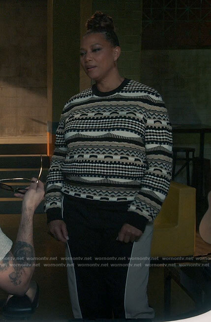 Robyn's patterned sweater on The Equalizer