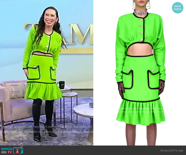 WornOnTV: Christine's green embellished tweed jacket on Selling