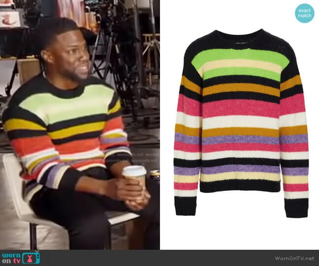 Striped Crewneck Sweater by RtA worn by Kevin Hart on GMA