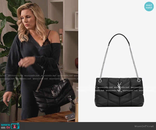 Puffer Small Chain Bag in Quilted Lambskin by Saint Laurent worn by Brianna (June Raphael) on Grace & Frankie