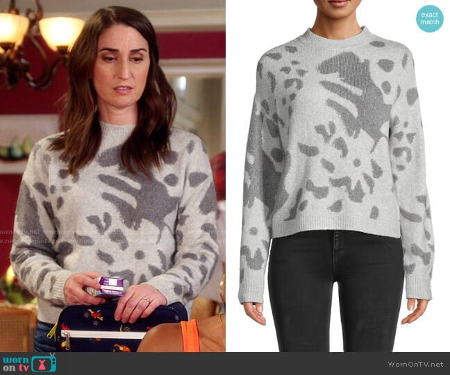 Saks Fifth Avenue Abstract Pattern Heathered Sweater worn by Dawn Solano (Sara Bareilles) on Girls5eva