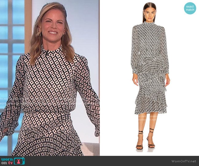  Isa Ruffle Dress by Saloni worn by Natalie Morales on The Talk