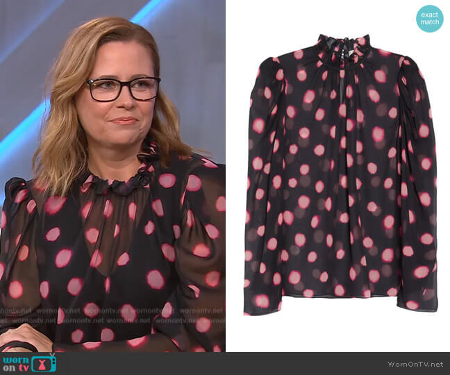 Mel-B Polka Dot Silk Blouse by Saloni worn by Jenna Fischer on The Kelly Clarkson Show