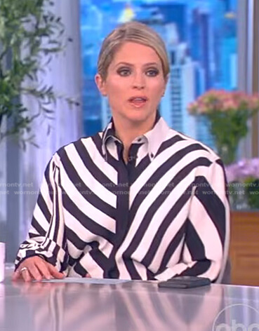 Sara's black and white striped shirtdress on The View