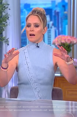 Sara's blue ribbed lace-up dress on The View