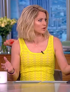 Sara's yellow pointelle sleeveless dress on The View
