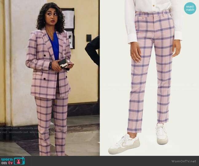 Scotch & Soda Houndstooth Trousers worn by Mikaela Shaw (Vella Lovell) on Mr Mayor
