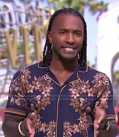 Scott’s navy floral shirt on Access Hollywood