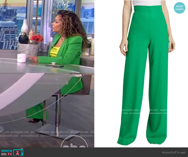 High-Waisted Wide-Leg Wool Pants by Sergio Hudson worn by Sunny Hostin on The View
