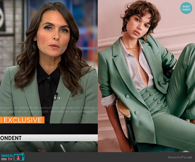 Sezane Christie Jacket in Jade worn by Lilia Luciano on CBS Mornings