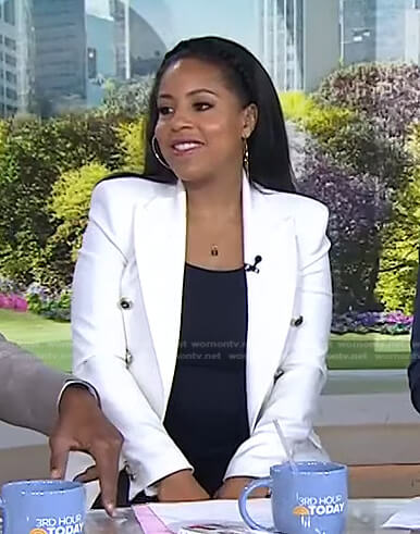 Sheinelle's white double breasted blazer on Today