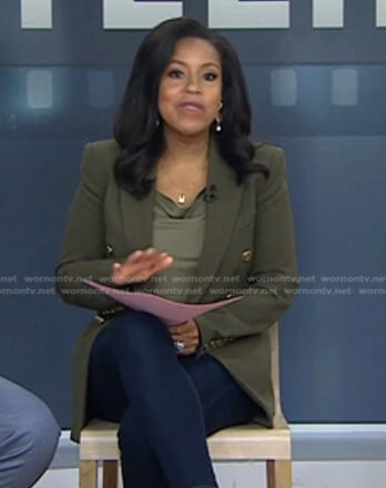 Sheinelle’s green double breasted blazer on Today