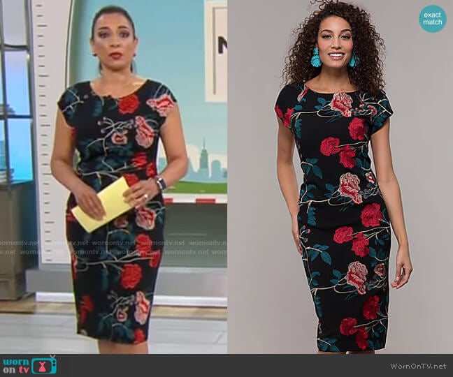 Simply Dresses Embroidered Knee-Length Sheath worn by Michelle Miller on CBS Mornings