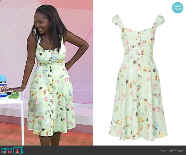 Butterfly Cap Sleeve Dress by Slate & Willow worn by Makho Ndlovu on Today