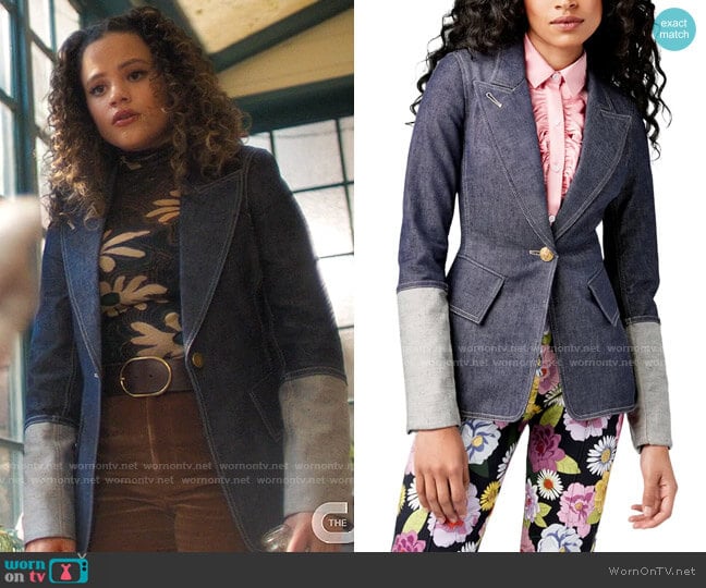 Smythe Lounge Longline Denim Blazer worn by Maggie Vera (Sarah Jeffery) on Charmed